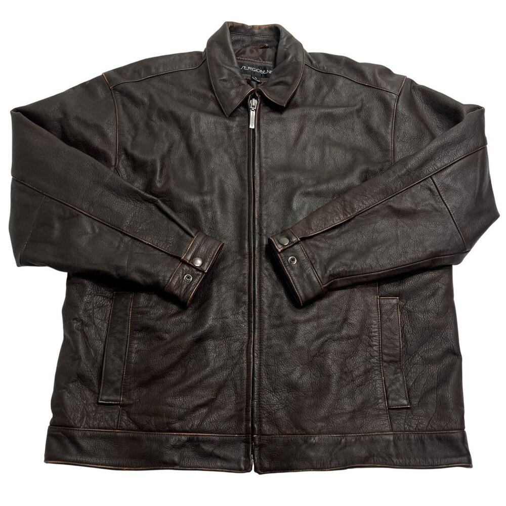 Sergio Benini Leather Jacket in Brown
